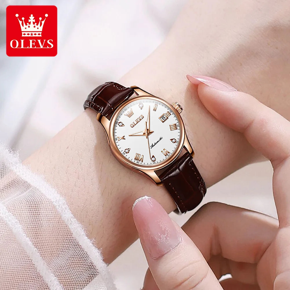 OLEVS Women’s Automatic Watch – Luxury Waterproof Luminous Chronograph Date Wristwatch 9932