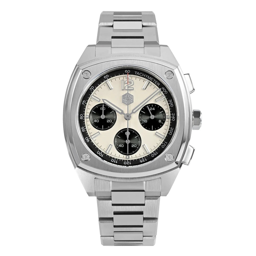 San Martin Men's Chronograph Watch 39.5mm – VK63 Quartz Panda Dial 100M Waterproof Sapphire