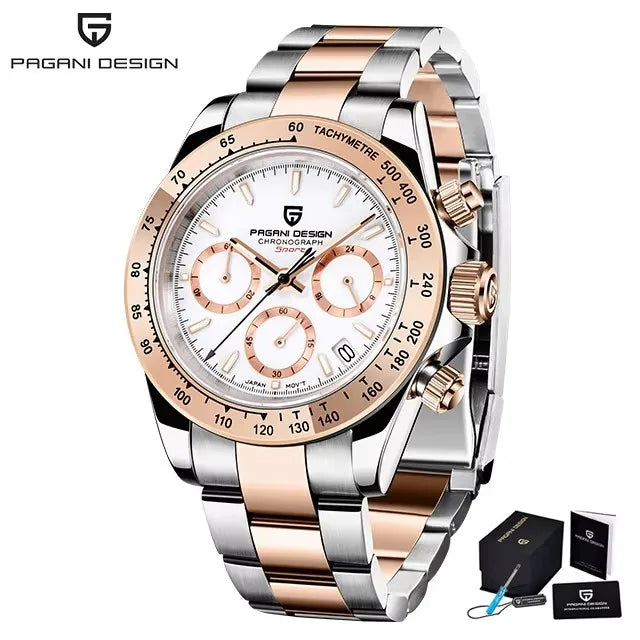 Pagani Design Men's Chronograph Watch – Quartz Sapphire Stainless Steel Waterproof 2026e