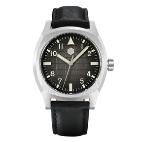 San Martin SN0026 38mm Automatic Men’s Sport Watch – Luxury Mechanical Wristwatch with Grid Texture Dial & 10Bar Water Resistance