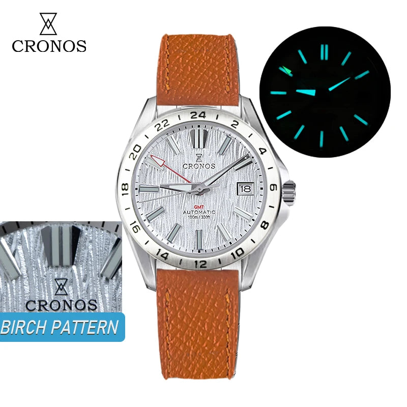 Cronos GS 39mm Men's Automatic Watch – NH34 Sapphire Textured Dial 10ATM L6029 V2