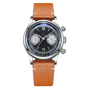 ADDIESDIVE AD2037 Men’s Quartz Chronograph Watch – Black Dial, Leather Strap, 100m Water Resistant