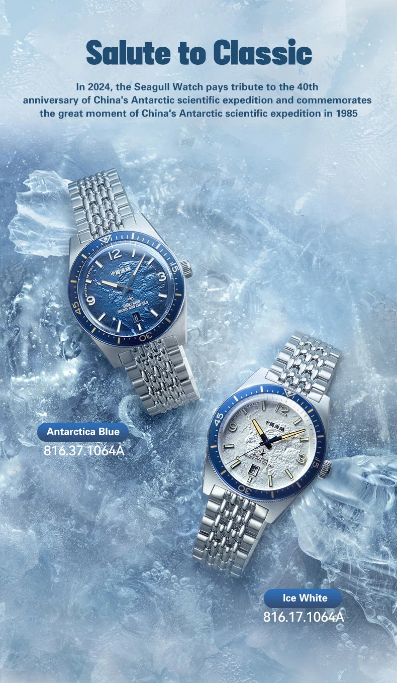 Seagull Men’s Luxury Automatic Watch – Antarctica Expedition, Sapphire, Luminous