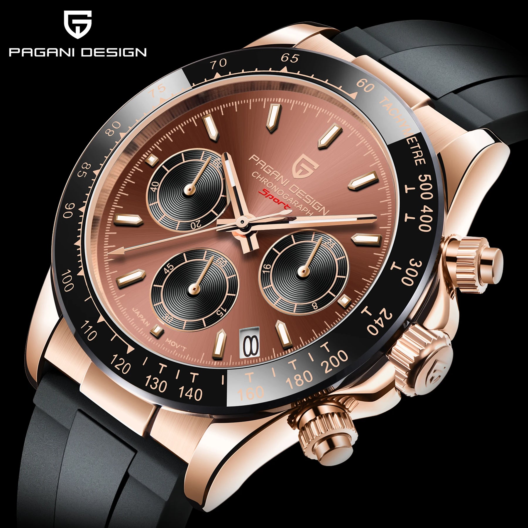 2026 Pagani Design PD-1664 Luxury Chronograph Watch - Japanese VK63 Quartz, Luminous Sapphire Edition