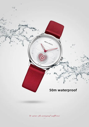 Seagull Women's Automatic Watch ST17 – Red Leather Strap Stainless Steel Waterproof 6130L
