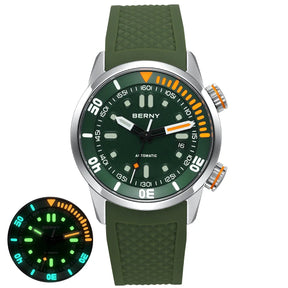 BERNY Automatic Dive Watch – 20ATM Waterproof Mechanical Watch with Sapphire Crystal & Super Luminous Dial