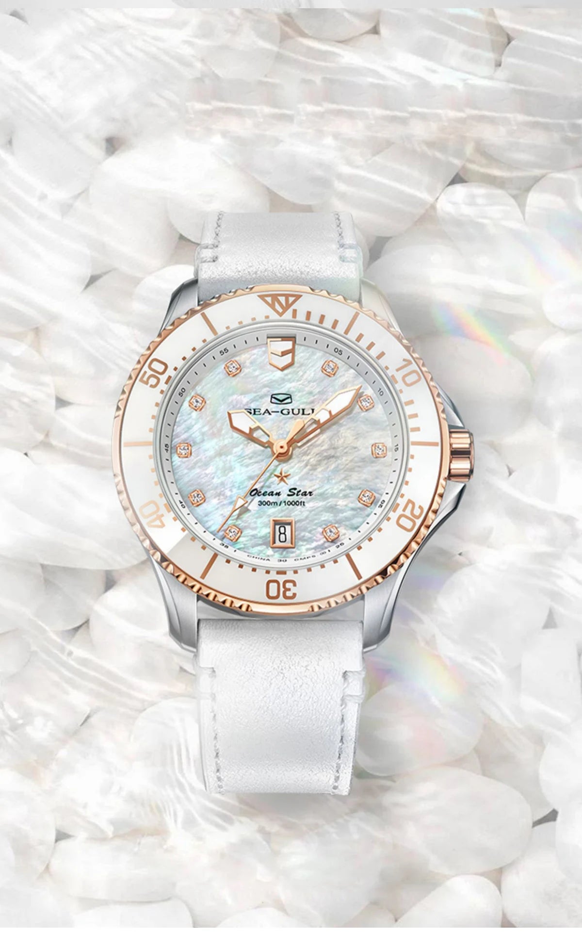 Seagull Ocean Series Pro 1211 Women's Watch – Mother of Pearl Dial 30Bar Waterproof