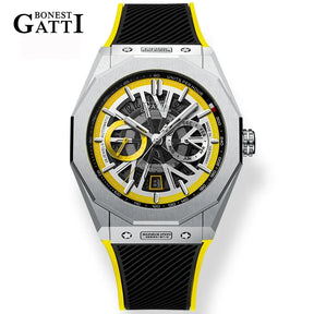 BONEST GATTI Men’s Automatic Mechanical Watch – Stainless Steel Case, Rubber Strap
