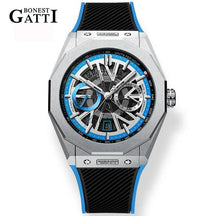 BONEST GATTI Men’s Automatic Mechanical Watch – Stainless Steel Case, Rubber Strap