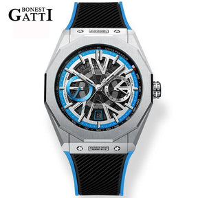 BONEST GATTI Men’s Automatic Mechanical Watch – Stainless Steel Case, Rubber Strap