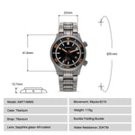 BERNY Men's Titanium Automatic Diver Watch – 20ATM, Sapphire, Miyota 8215