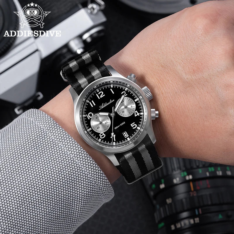 Addiesdive VK64 Chronograph Watch – 39mm, Sapphire, 100M Waterproof