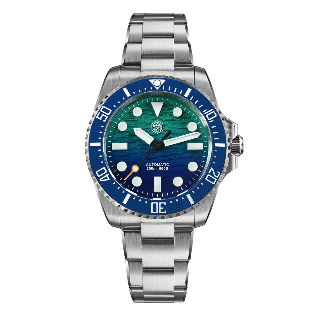 San Martin SN0126 Men’s Dive Watch 38mm – Miyota 90S5 Automatic, Wave Dial, 200m Water Resistant