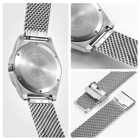 BERNY Men's Track Watch – Stainless Steel Panda Dial Rotating Bezel Casual