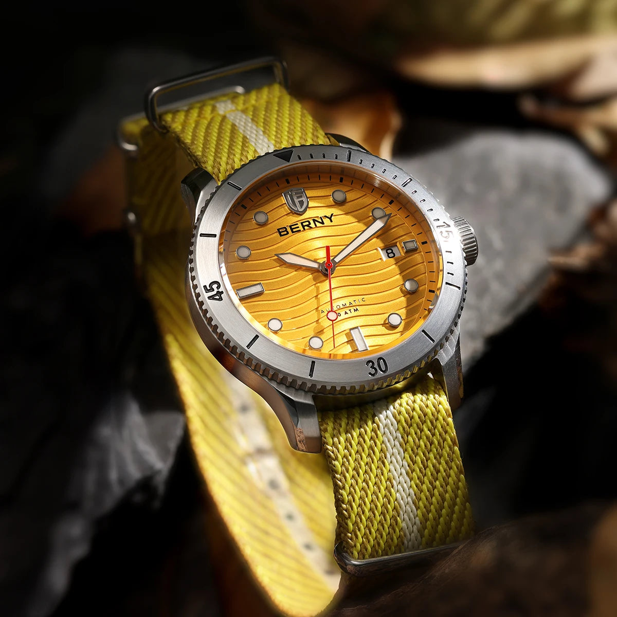 BERNY Men's Automatic Diver Watch – 200M Waterproof, Sapphire
