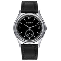 BERNY Men's Quartz Dress Watch 38mm – Slim Elegant Leather Strap Easy Read