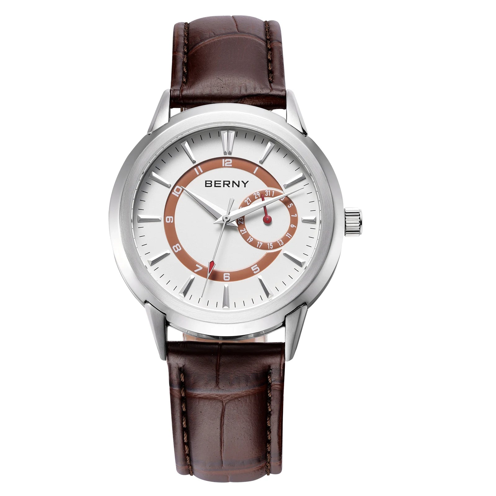 BERNY Men's Luxury Quartz Watch – Elegant Stainless Steel Dress & Business Wristwatch with Date Calendar