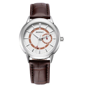 BERNY Men's Luxury Quartz Watch – Elegant Stainless Steel Dress & Business Wristwatch with Date Calendar