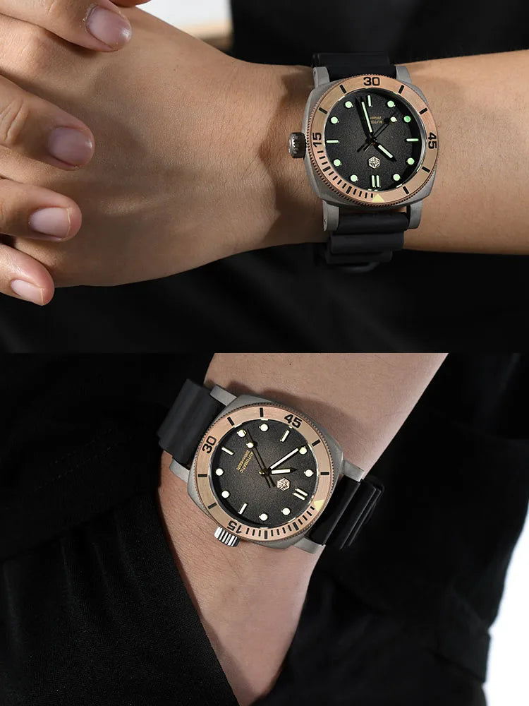 San Martin 42mm Titanium Diver Watch – NH35 Automatic 200M Waterproof Sapphire Bronze Bezel