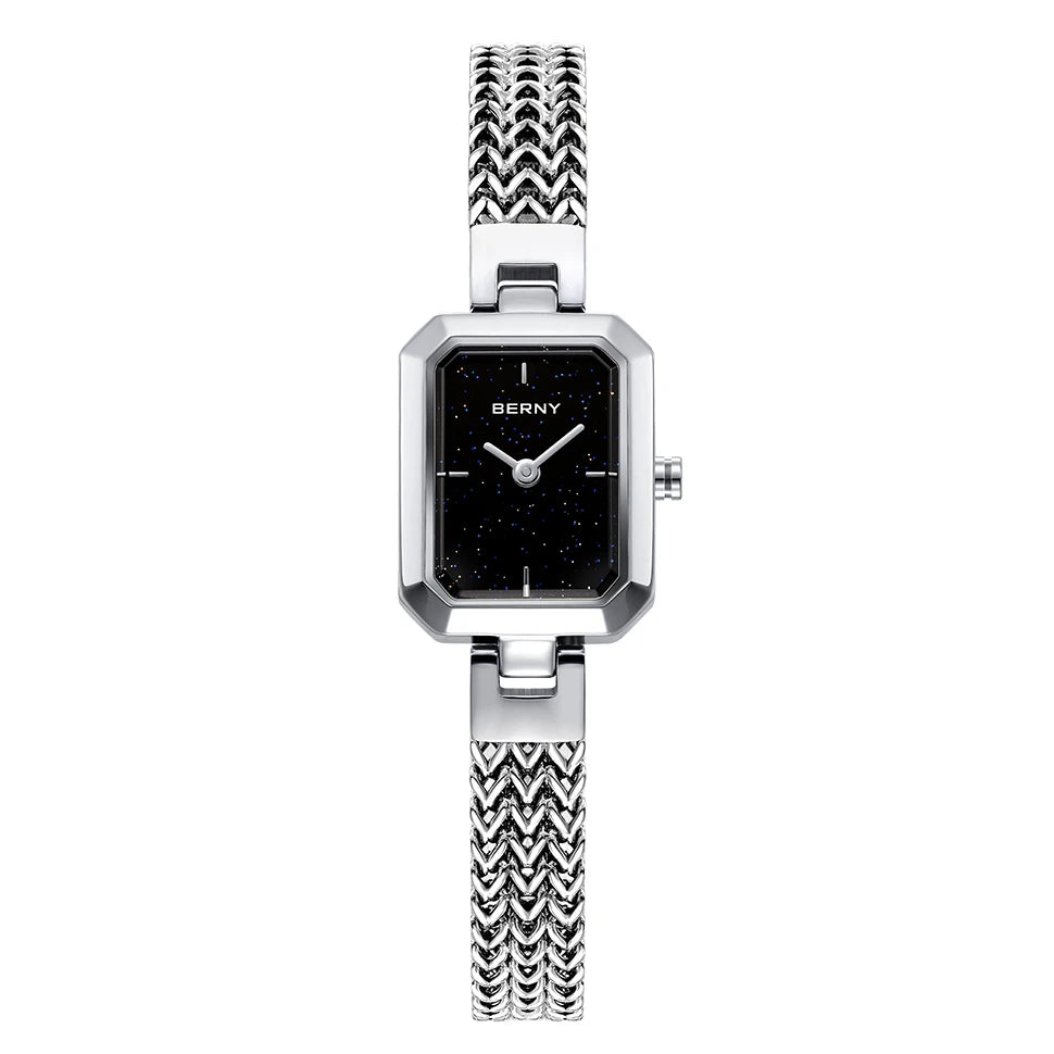 BERNY Women’s Square Watch – Minimalist Quartz, Stainless Steel
