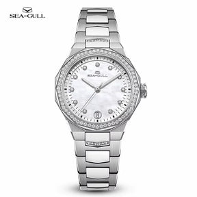 Seagull 1140L Ladies Mechanical Watch: Elegant Stainless Steel Design with Luminous Date