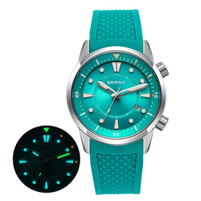 BERNY Men's Automatic Diver Watch – 200M Waterproof, Miyota 8215, Sapphire