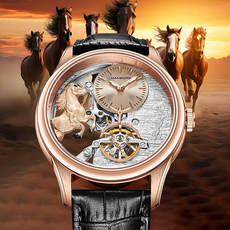 HANBORO Leading Series Men’s Automatic Mechanical Watch – Hollow Flywheel Luxury Fashion Watch 5002
