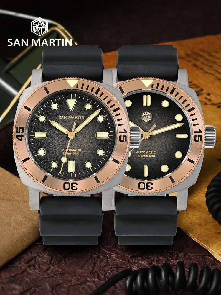 San Martin 42mm Titanium Diver Watch – NH35 Automatic 200M Waterproof Sapphire Bronze Bezel