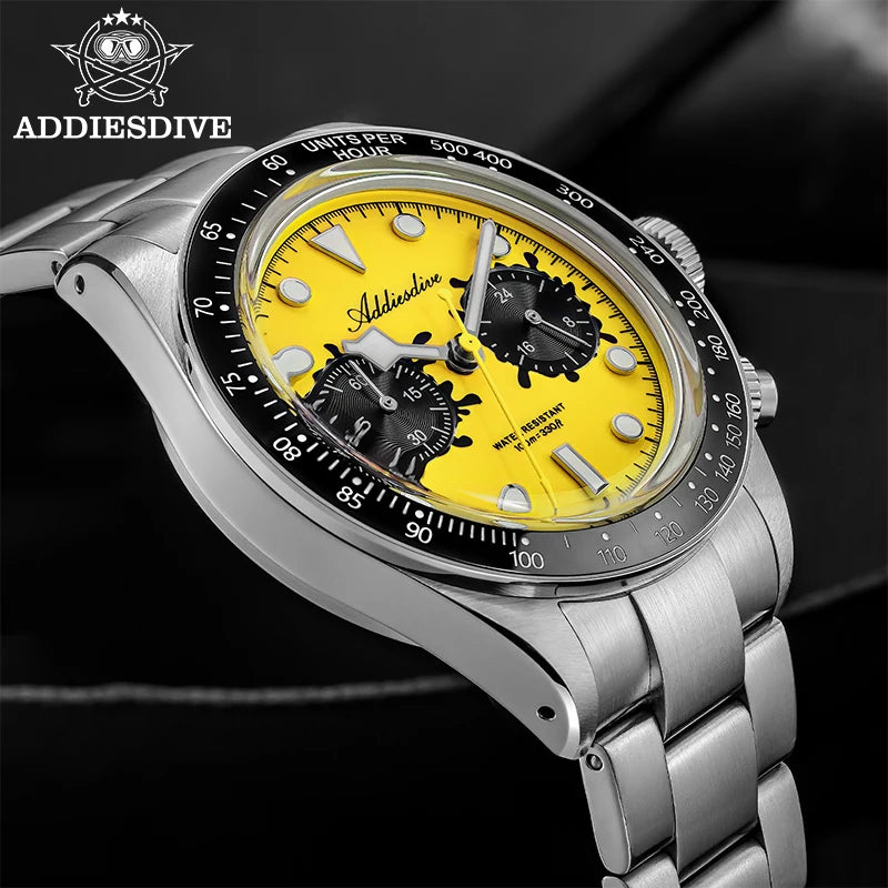 Addiesdive AD2520 Chronograph Watch – VK64 Quartz, 100M Waterproof