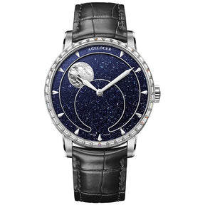 AGELOCER Men’s Moon Phase Watch – Blue Aventurine Dial, 29.5-Day Display, Luxury Automatic Wristwatch