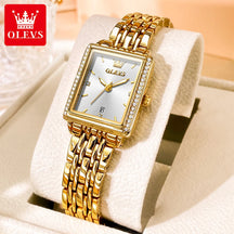 OLEVS Women’s Luxury Diamond Quartz Watch – Elegant Gold Stainless Steel Waterproof Wristwatch