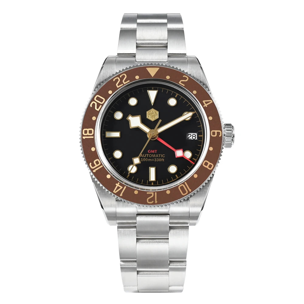 San Martin SN0109 GMT Automatic Watch – 39mm Sapphire Crystal, NH34 GMT Men's Luxury Watch