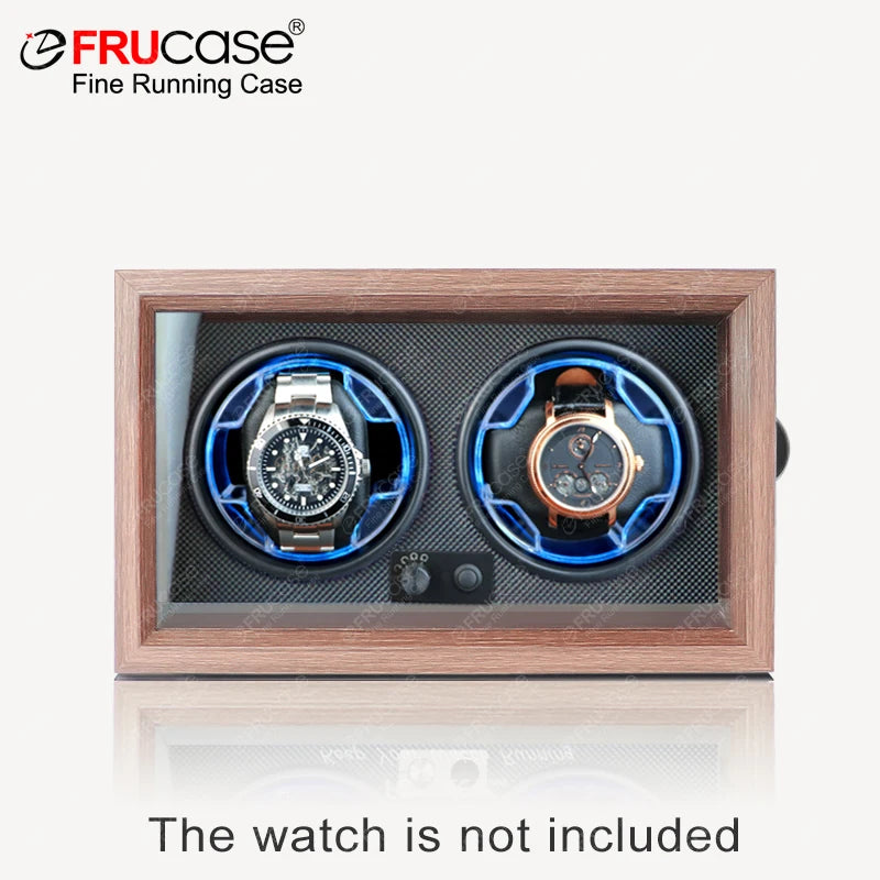 FRUCASE Wooden Watch Winder Box – 4-Slot Automatic Watch Storage Display with LED Light