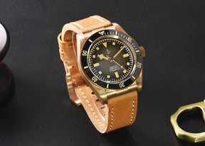 Hruodland Men’s Bronze Automatic Diver Watch 39mm – Sapphire Crystal, 20Bar Water Resistance, C3 Luminous, PT5000/SW200