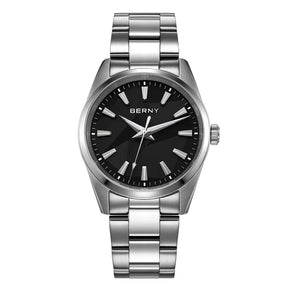 BERNY Women's Quartz Watch 39mm – Sapphire AR Coated 100M Waterproof Stainless Steel