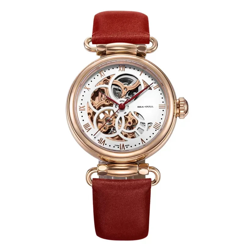 Seagull 6002L Women's Automatic Skeleton Watch – Leather Strap Waterproof