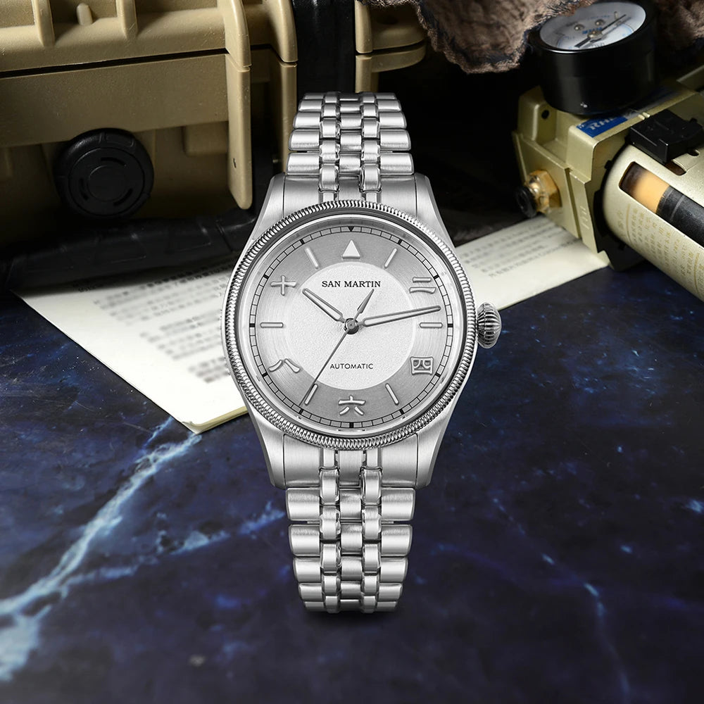 San Martin SN0033 Men's Automatic Pilot Watch 39.5mm – YN55 Sapphire 10Bar Vintage Style