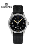 San Martin 36mm Pilot Men’s Watch – VH31 Mechaquartz Sweep Second Quartz Watch with Luminous Dial & Nylon Strap