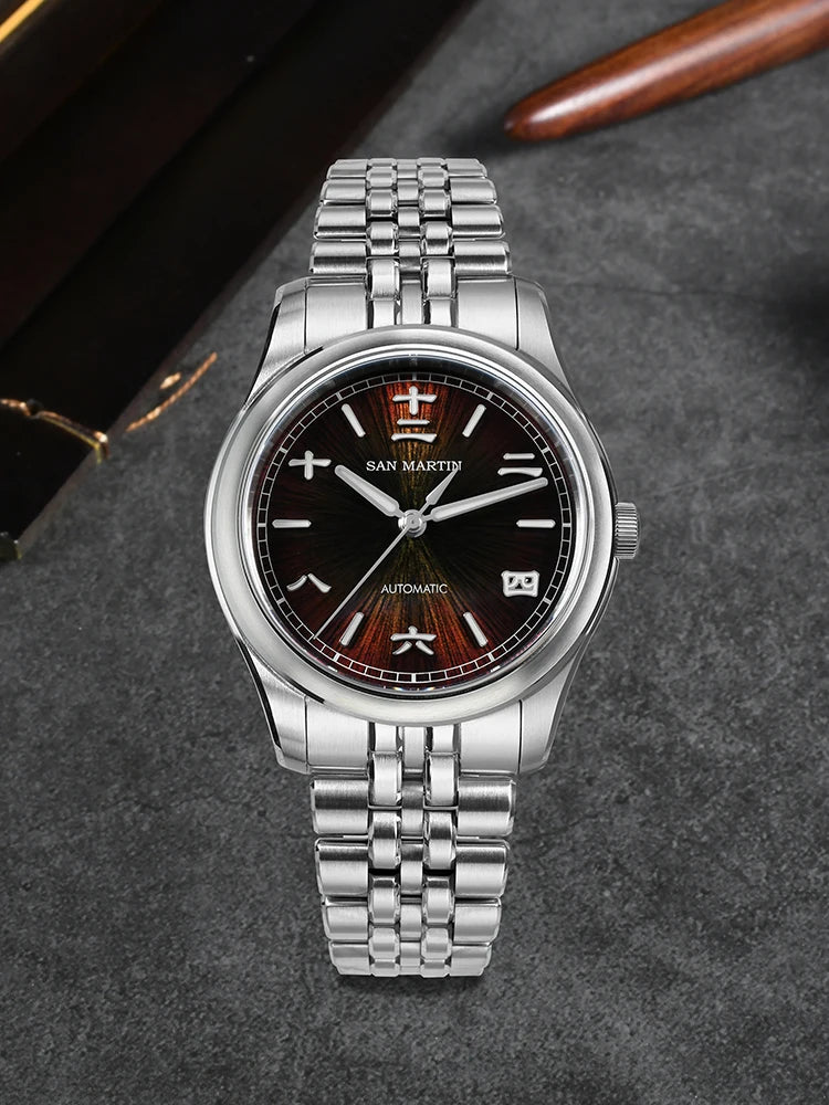 San Martin SN0144CG Men's Automatic Watch 39mm – Miyota 90S5 Sapphire 10Bar Enamel Dia