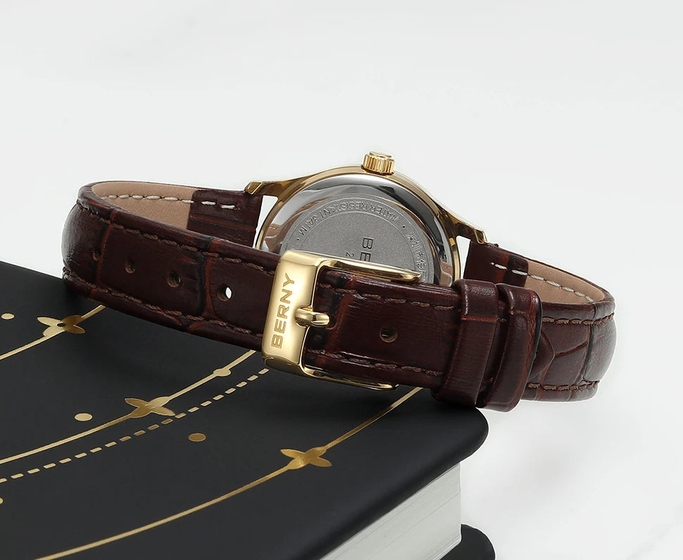 BERNY Women’s Gold Quartz Watch – Luxury Fashion Wristwatch with Elegant Gradient Dial