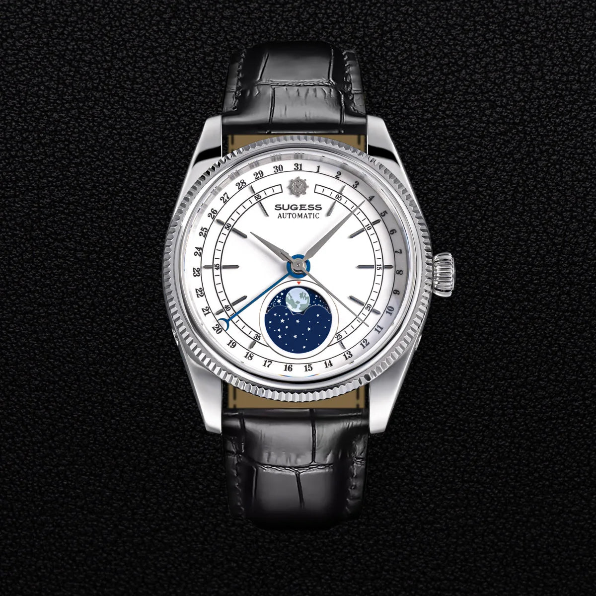 Sugess Men’s Automatic Watch 40mm – ST2108 Movement, Moonphase, Sapphire Crystal
