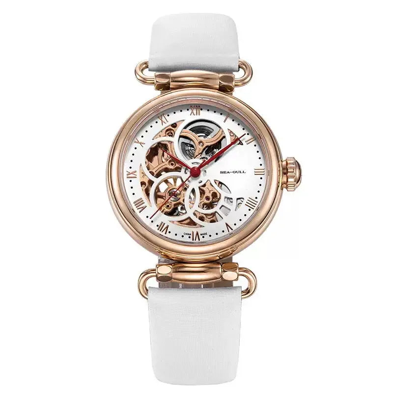 Seagull 6002L Women's Automatic Skeleton Watch – Leather Strap Waterproof