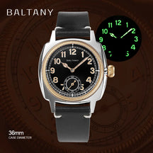 Baltany 1926 S4036F Unisex Automatic Watch – Gold Case, Mother of Pearl Dial, Sapphire Crystal, 100m Water Resistant