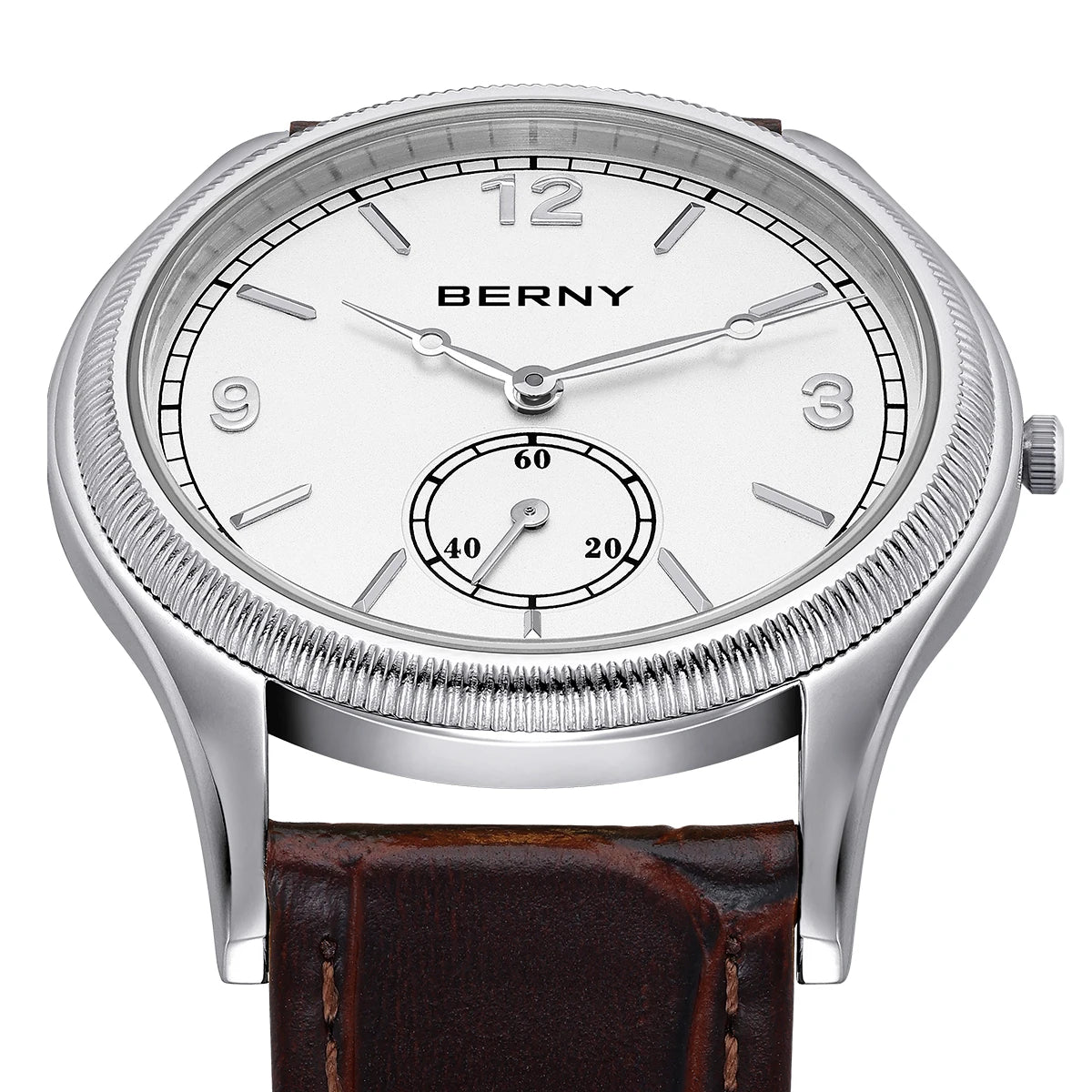 BERNY Men's Quartz Dress Watch 38mm – Slim Elegant Leather Strap Easy Read