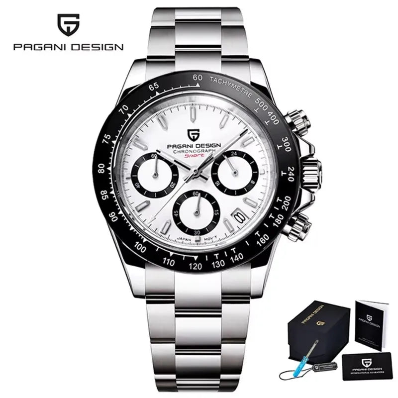 Pagani Design Men's Chronograph Watch – Quartz Sapphire Stainless Steel Waterproof 2026e