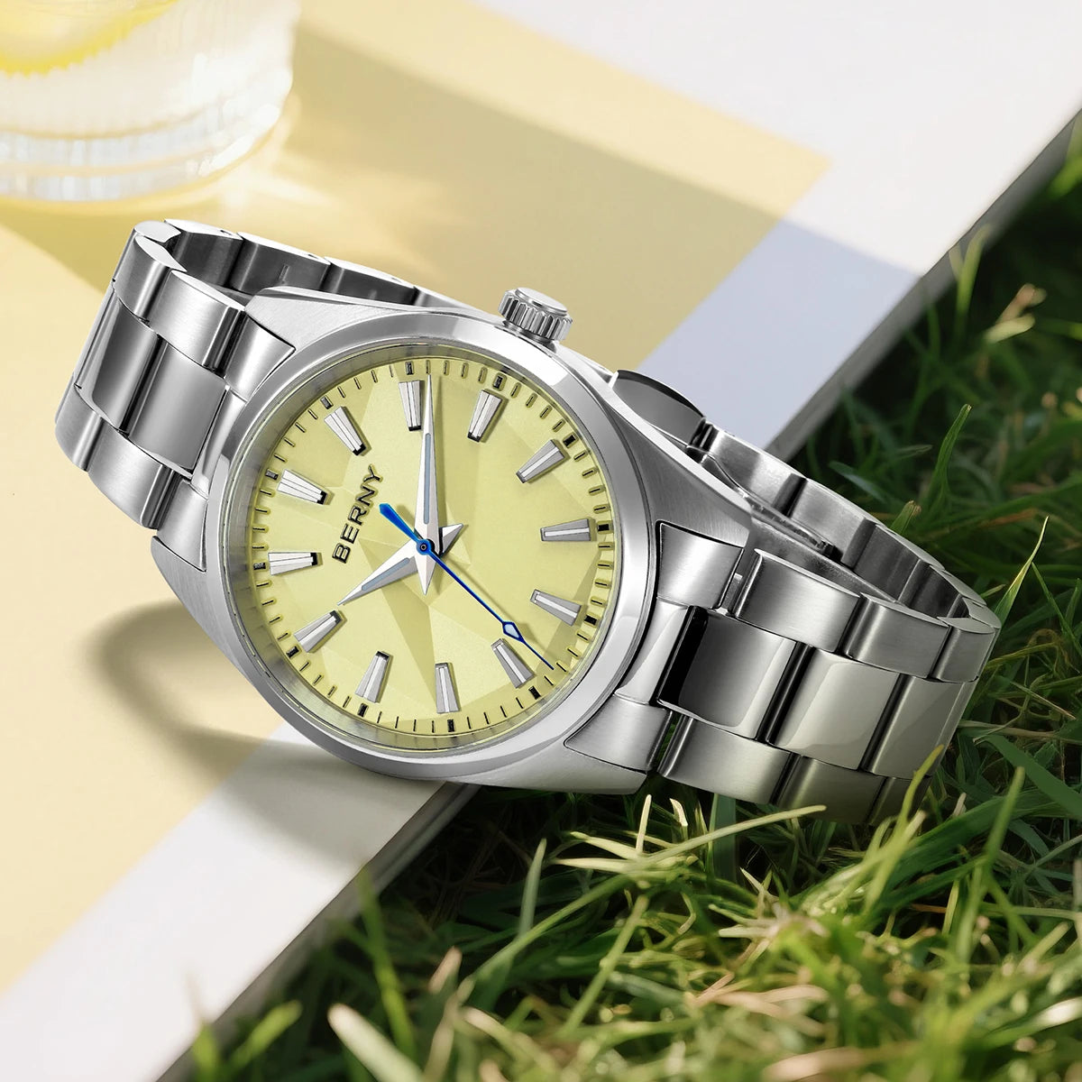 BERNY Women's Quartz Watch 39mm – Sapphire AR Coated 100M Waterproof Stainless Steel