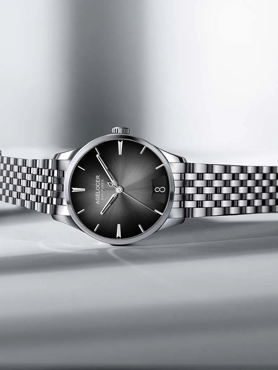 AGELOCER Budapest Men's Automatic Watch – Steel Strap Business Dress with Calendar