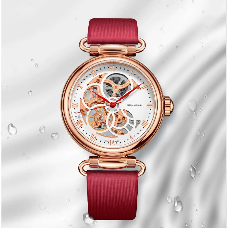 Seagull 6002L Women's Automatic Skeleton Watch – Leather Strap Waterproof
