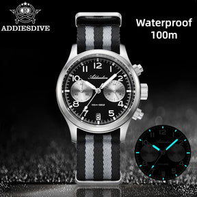 Addiesdive VK64 Chronograph Watch – 39mm, Sapphire, 100M Waterproof