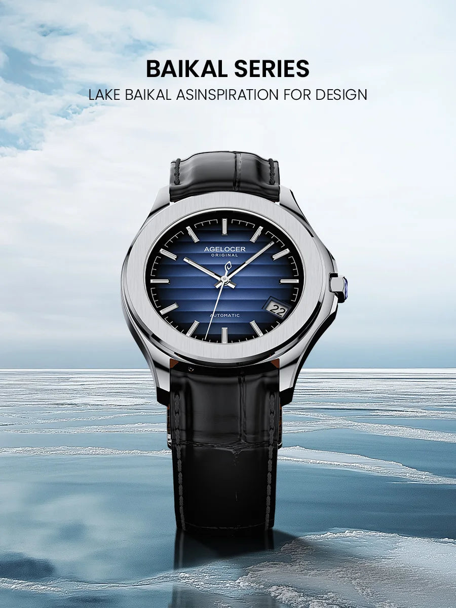 Agelocer Baikal Men’s Luxury Automatic Watch - Gold Business Edition with Big Calendar